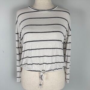 Green Envelope Long Sleeve Striped Front Tie Shirt